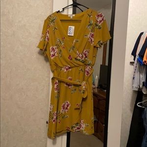Mustard color dress with flowers